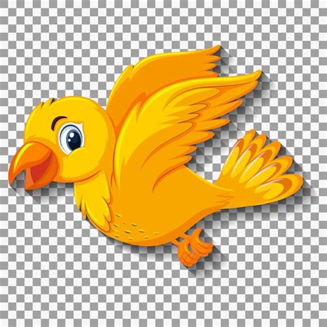 Personagem De Desenho Animado Bonito Pássaro Amarelo Vetor Premium
