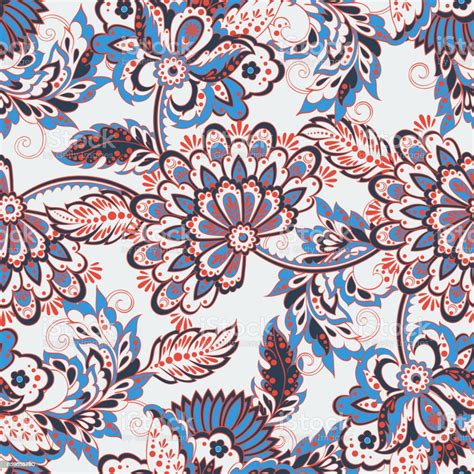 Vintage Pattern In Indian Batik Style Floral Vector Background Stock