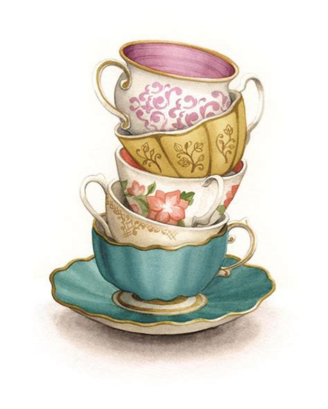 Tea Cup Art Painting Print Kitchen Decor Kitchen Art T For Mom