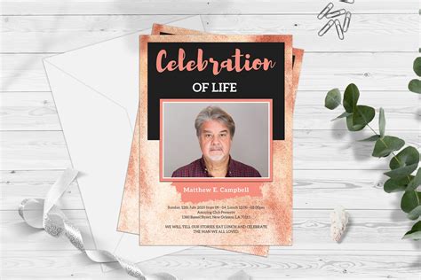 Celebration of Life Funeral Program Invitation card template (302788