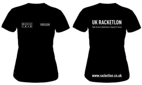 Uk Racketlon Ladies T Shirt Jet Black Cm Stringers