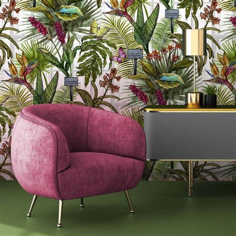 Glasshouse Tropical Botanical Print Wallpaper By Terrarium Designs