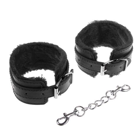 Furry Leather Bondage Restraint Handcuffs Leg Irons Fetish Sm Flirt Kit