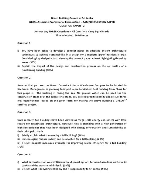 Once you have prepared with the sample questions put your knowledge to the test with ielts in task 1, test takers are asked to respond to a situation by writing a letter, for example. Question Paper 2 (Essay) - Sample.pdf | Green Building ...