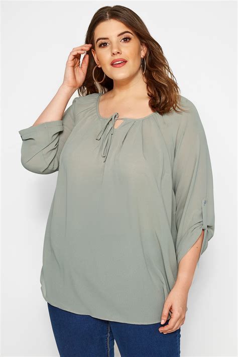 Size Up Olive Green Gypsy Blouse Sizes 16 To 36 Yours Clothing