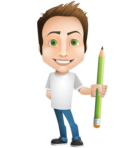 Vector Man Holding A Pencil Free Vector Download Freeimages