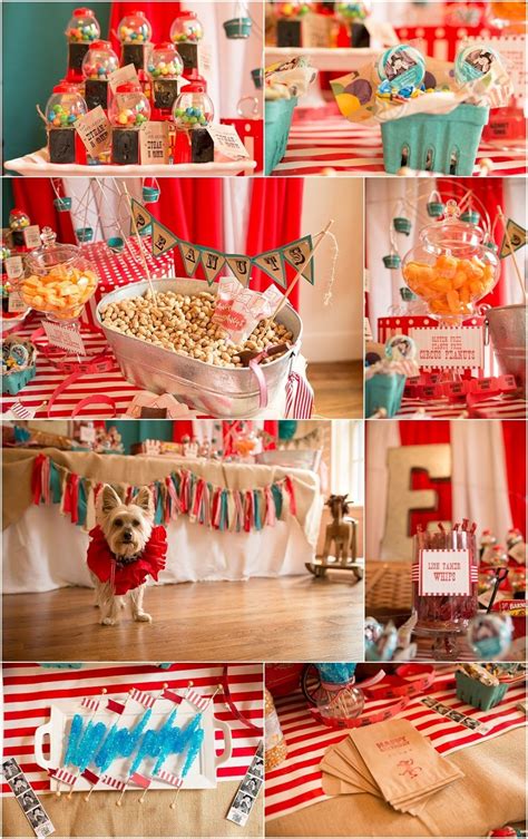 Balloons in same colors everywhere. Vintage Circus theme first birthday party | Vintage circus ...