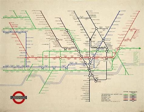 Harry Becks Underground Map 1941 Printed By Waterlow And Sons Limited
