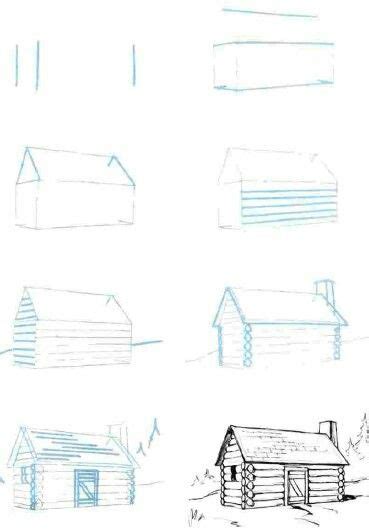 Several Drawings Of Different Types Of Houses In The Winter And Fall