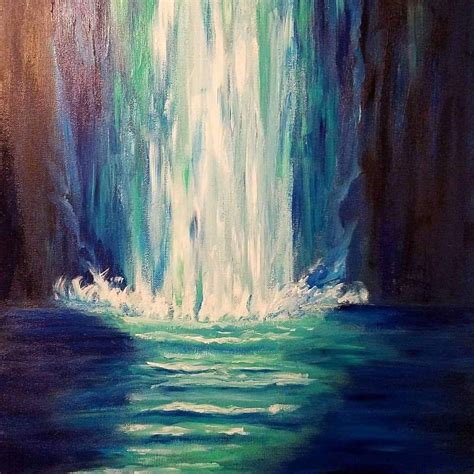 Artistlei Waterfall Paintings Blue Abstract Painting Abstract Art