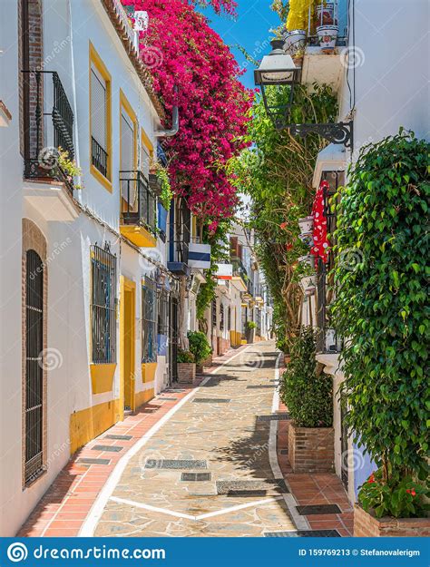 A Picturesque And Narrow Street In Marbella Old Town Province Of Malaga Spain Stock Image