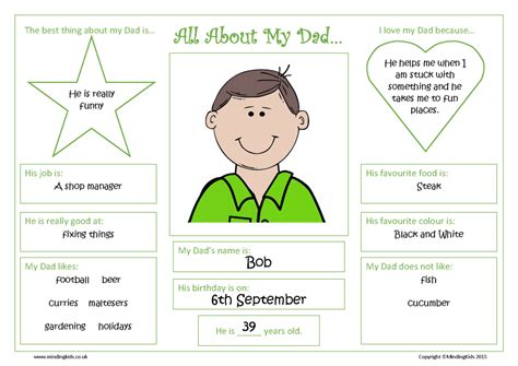 All About My Dad Fathers Day Worksheet Mindingkids