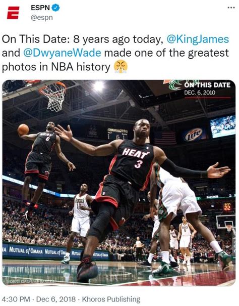 On This Date 8 Years Ago Today Kingjames And Dwyanewade Made One Of The Greatest Photos In