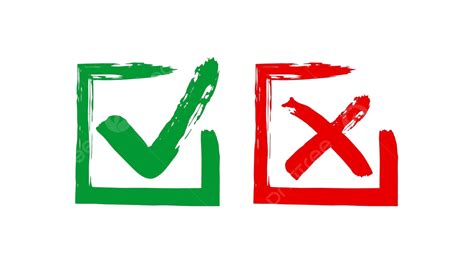 Grunge Sqare Checkmark Box Yes Or No Check Mark Red And Green Vector