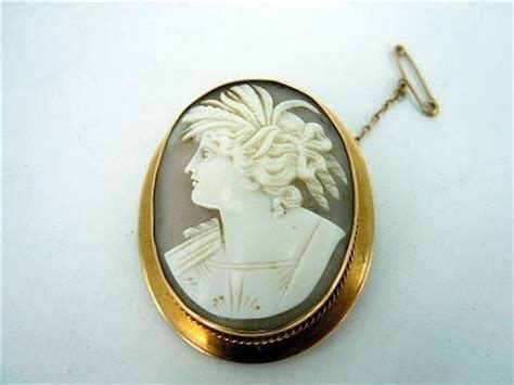Shell Cameo Brooch With 9ct Gold And Safety Chain Brooches Jewellery