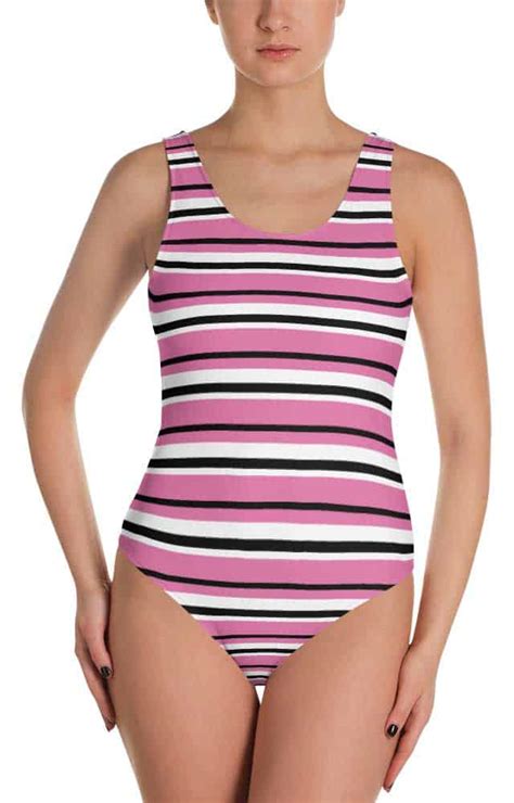 Sexy Stripe One Piece Striped Bathing Suit Designed By Squeaky Chimp Tshirts And Leggings
