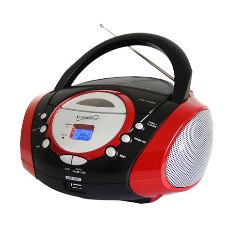 Supersonic Portable Mp3cd Player With Usbaux Input And Amfm Radio