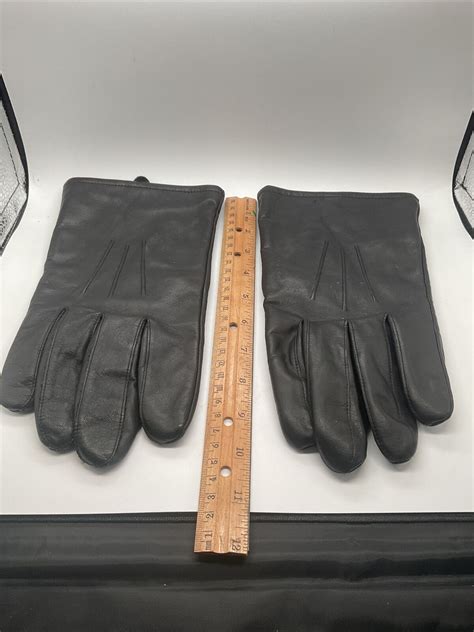 Vintage Hotfingers Wells Lamont Gloves Black Leather Lined Mens X