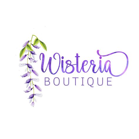 Wisteria Logo Premade Boutique Logo Purple Floral Logo Etsy