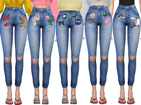 The Sims Resource Kawaii Patched Jeans Mesh Needed