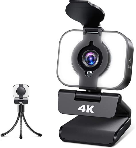 K Webcam With Microphone And Tripod Chronus USB Camera With Privacy Cover Adjustable Ring