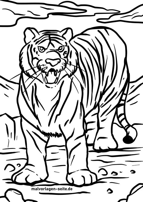 Tolle Ausmalbilder Tiger - Wilde Tiere | Kostenlose Ausmalbilder