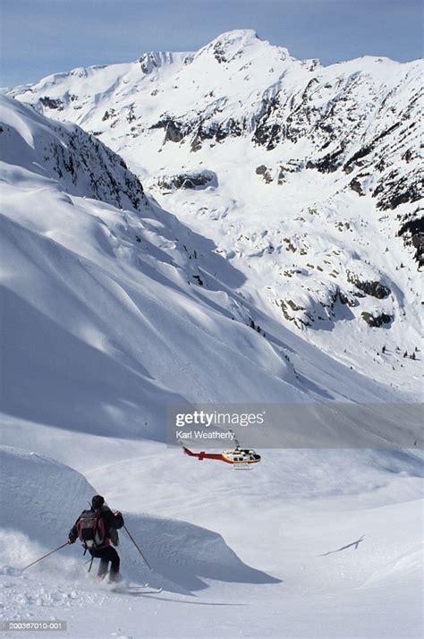 Man Heli Skiing Whistler Mountain British Columbia Canada Elevated View