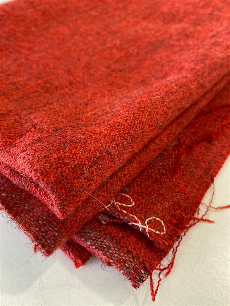 Vintage Wool Fabric Vintage Fabric Red Wool Fabric Red Etsy