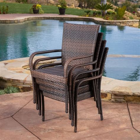 Benhill Outdoor Stackable Chairs Set Of 4 By Christopher Knight Home