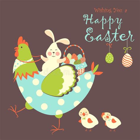 Easter Bunnychicken And Easter Eggs Stock Vector Illustration Of