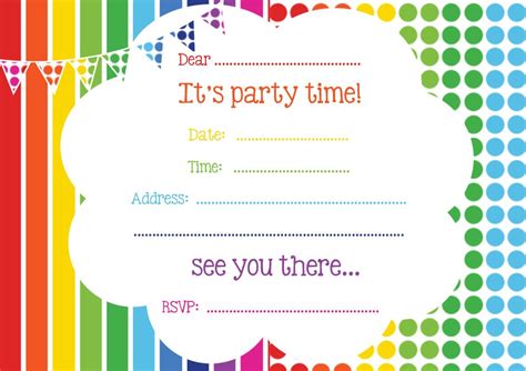 Free Rainbow Birthday Invitations Free Printable Birthday Invitation