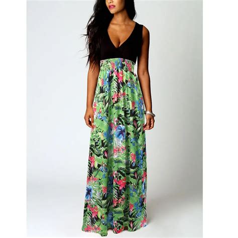 Summer Style Floral Print Maxi Dresses Women Beach Club Casual Loose