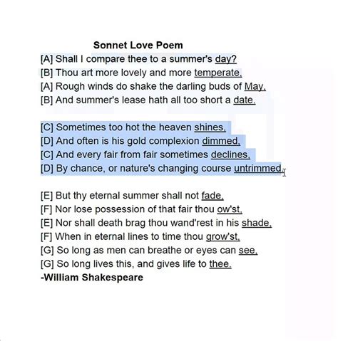 Sonnet Poems For Kids