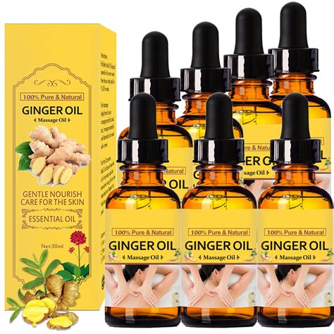 7 Pack Lymphatic Drainage Ginger Oil Belly Drainage Ginger Oil Massage