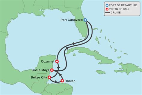 Itinerary Map For 7 Night Western Caribbean Port Canaveral Roundtrip