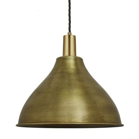 Vintage Sleek Edison Pendant Dome Brass 13 Inch