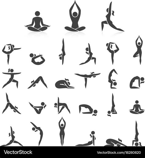 Yoga Woman Poses Icons Set Royalty Free Vector Image