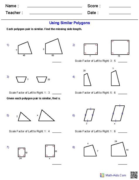 Scale Factor Worksheets Free Printable
