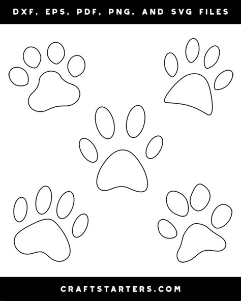 Cat Paw Print Outline Patterns Dfx Eps Pdf Png And