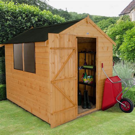 Forest Garden 8x6 Apex Shiplap Wooden Shed Base Included