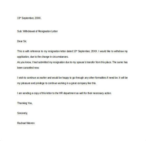Take a look at our sample email letters of withdrawal to get ideas about what to say when you need to remove yourself from consideration for a job. 41 Formal Resignation Letters to Download for Free ...