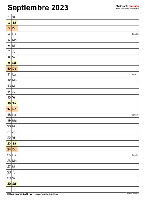Calendario Septiembre 2023 En Word Excel Y Pdf Calendarpedia