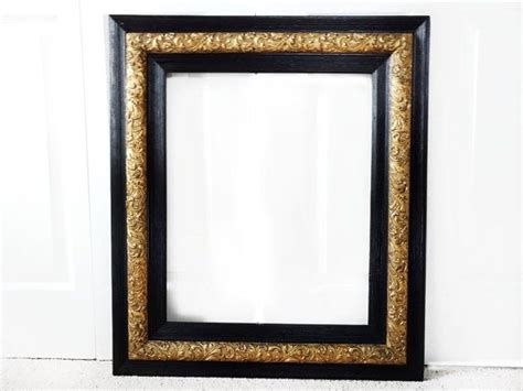 Large Picture Frame Black Gold Upcycled Antique Ornate Wooden Frame Art