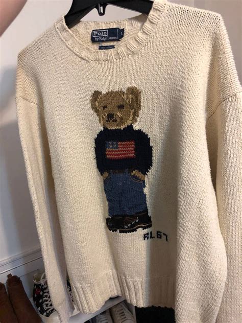 Polo Ralph Lauren Vintage S Polo Bear Hand Knit Sweater Grailed