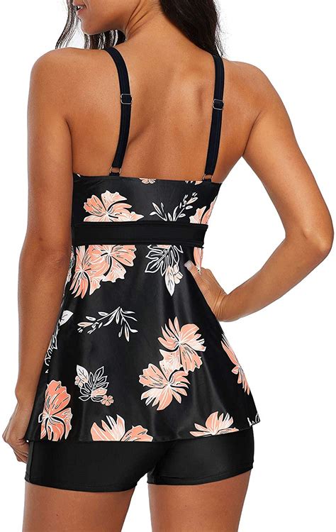 Zando Womens Two Piece Swimsuits Tummy Control Swimwear Pink Floral Size 100 Ebay