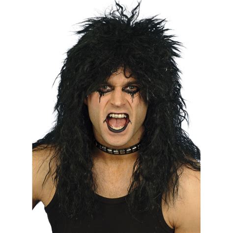 Adults 80s Hard Rocker Glam Metal Rockstar Wig Slash Kiss Fancy Dress