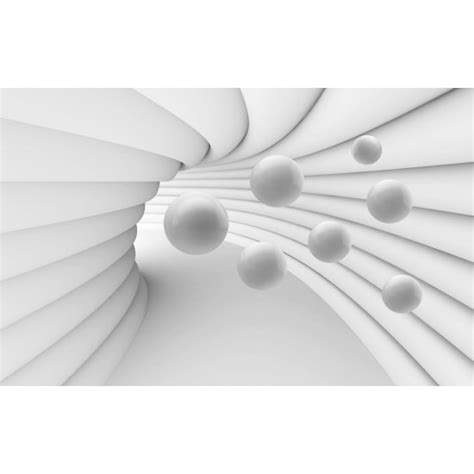 Photo Murals White Gray With Spheres 3d Spiral Tunnel