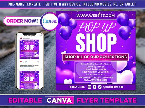 Pop Up Shop Flyer Bundle Canva Template Summer Pop Up Shop Etsy