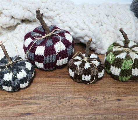 Crochet Bulky & Quick Plaid Pumpkins - MJ's off the Hook Designs