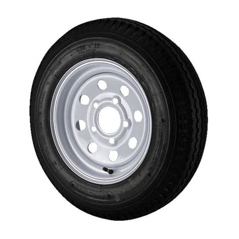 480x12 Loadstar Trailer Tire Lrc On 5 Bolt White Mod Wheel